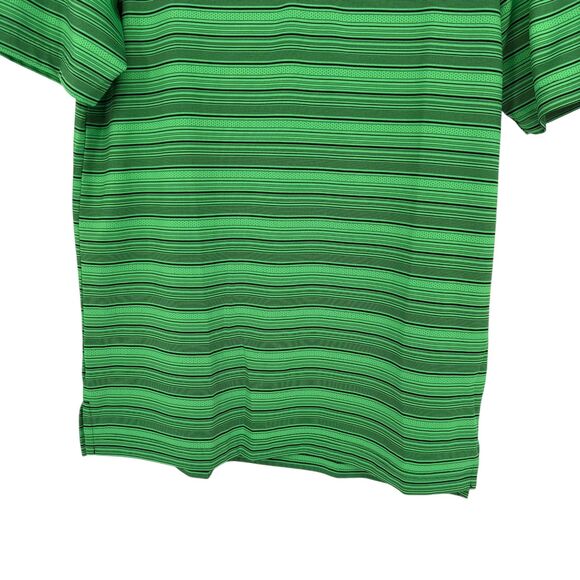 Adidas Golf Polo Shirt Men’s SMALL PrimeGreen Snap Button Stripe Short Sleeve - Picture 7 of 14